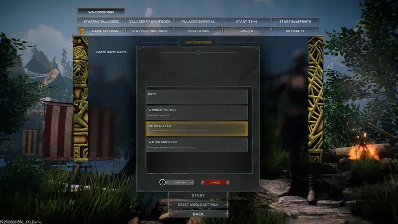 ASKA Custom Game win conditions, including Wonder Victory