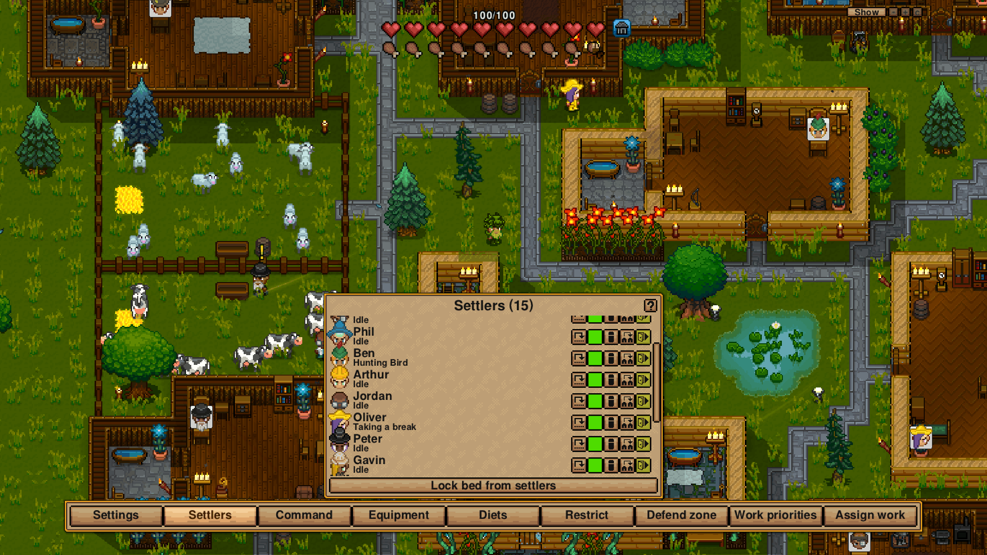 Necesse settler management and settlement overview