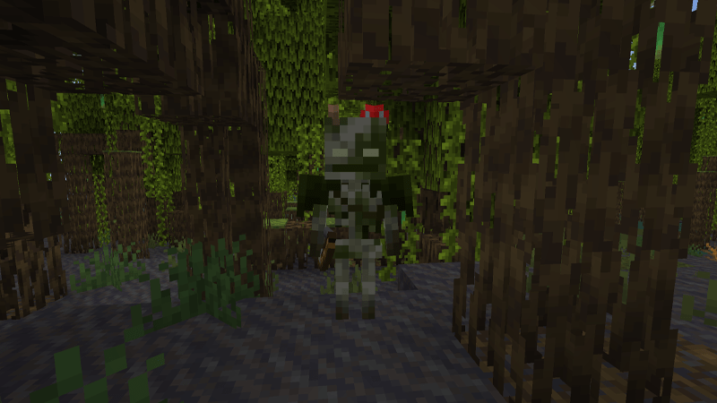 Esqueleto Bogged do Minecraft no pântano