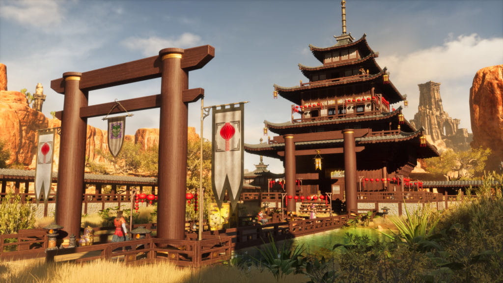 Conan Exiles Enhanced 大型玩家基地，展示升级的建筑细节