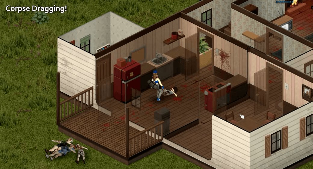 Corpse dragging in Project Zomboid Build 42